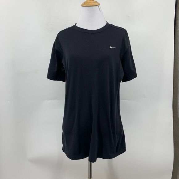Nike Fit Dry T Shirt Womens XL Extra Large Black Crew Short Sleeve Stretch Nylon - Picture 2 of 11